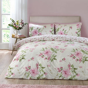 Catherine Lansfield Avebury Floral Reversible King Duvet Cover Set with Pillowcases Cream
