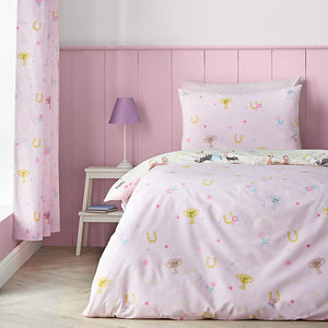 Catherine Lansfield Happy Horses Reversible Double Duvet Cover Set with Pillowcases Cream
