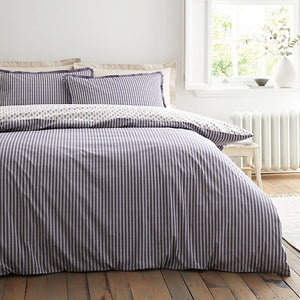 Bianca Fine Linens Amelie 200 Thread Count Cotton Reversible King Duvet Cover Set with Pillowcases Blue