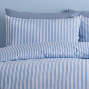 Catherine Lansfield Epping Textured Stripe Reversible King Duvet Cover Set with Pillowcases Blue