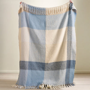Catherine Lansfield Faux Mohair Check 130 x 170cm Blanket Throw Blue
