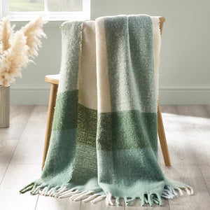 Catherine Lansfield Faux Mohair Check 130 x 170cm Blanket Throw Green