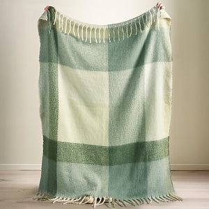 Catherine Lansfield Faux Mohair Check 130 x 170cm Blanket Throw Green