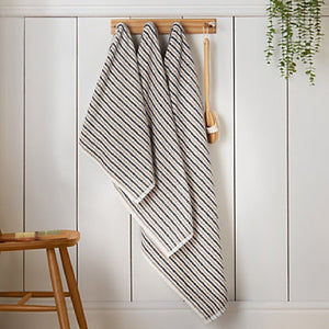 Catherine Lansfield Rice Weave Stripe Cotton 50 x 90cm Hand Towel Blue - TOWELS FACECLOTHS - Beattys of Loughrea