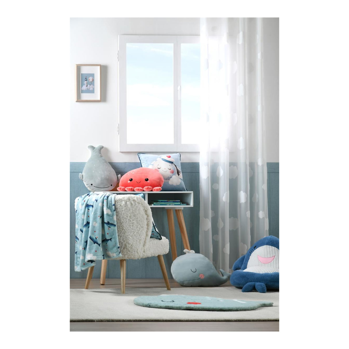 STOF Moby Moon & Stars Cushion, Blue, 40x40cm - CUSHIONS/COVERS - Beattys of Loughrea
