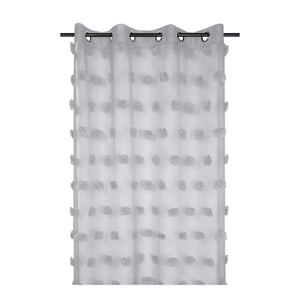 STOF Pompinou Pompom Voile Panel, Pearl White, 135x260cm - CURTAINS - READY MADE - Beattys of Loughrea