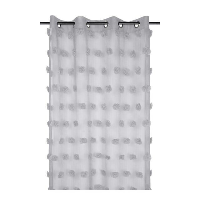 STOF Pompinou Pompom Voile Panel, Pearl White, 135x260cm - CURTAINS - READY MADE - Beattys of Loughrea