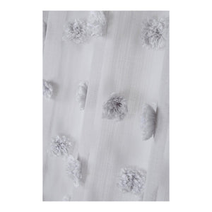 STOF Pompinou Pompom Voile Panel, Pearl White, 135x260cm - CURTAINS - READY MADE - Beattys of Loughrea