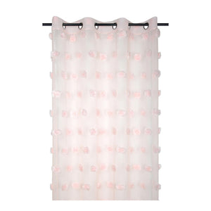 Pompinou Pompom Voile Curtain Panel, Powder Pink, 135x260cm - CURTAINS - READY MADE - Beattys of Loughrea