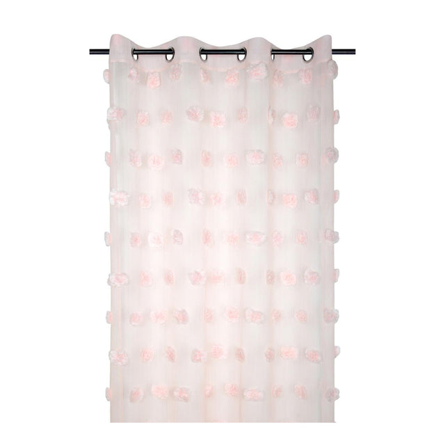 Pompinou Pompom Voile Curtain Panel, Powder Pink, 135x260cm - CURTAINS - READY MADE - Beattys of Loughrea