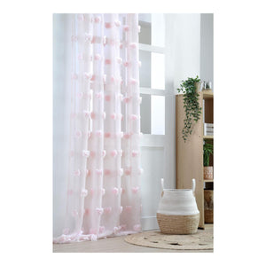 Pompinou Pompom Voile Curtain Panel, Powder Pink, 135x260cm - CURTAINS - READY MADE - Beattys of Loughrea