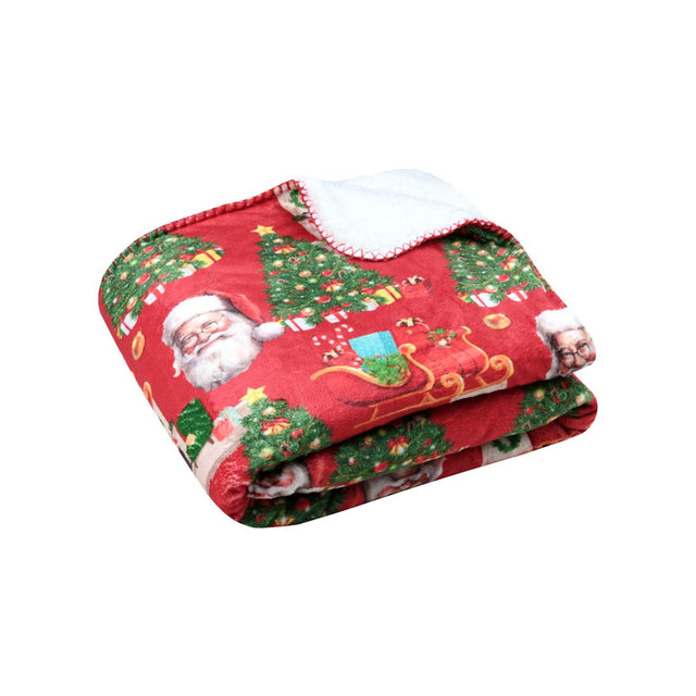 Santa Christmas Throw, Red, 130x160cm - THROWS/BLANKETS - Beattys of Loughrea