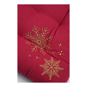Clark Gold Snowflake Christmas Chair Pad, Red, 38x38cm - TABLECLOTHS/RUNNERS - Beattys of Loughrea