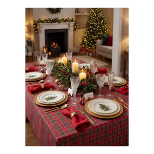 Clark Tartan Christmas Tablecloth, Multicolour, 140x300cm - TABLECLOTHS/RUNNERS - Beattys of Loughrea