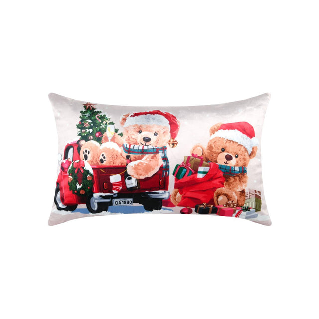 Teddy Bear Christmas Cushion, Multicolour, 30x50cm - CUSHIONS/COVERS - Beattys of Loughrea