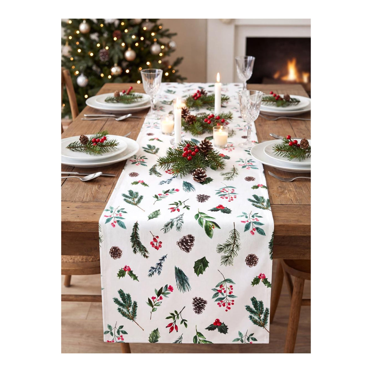 STOF Christmas Table Runner, Green, 50x150cm - TABLECLOTHS/RUNNERS - Beattys of Loughrea