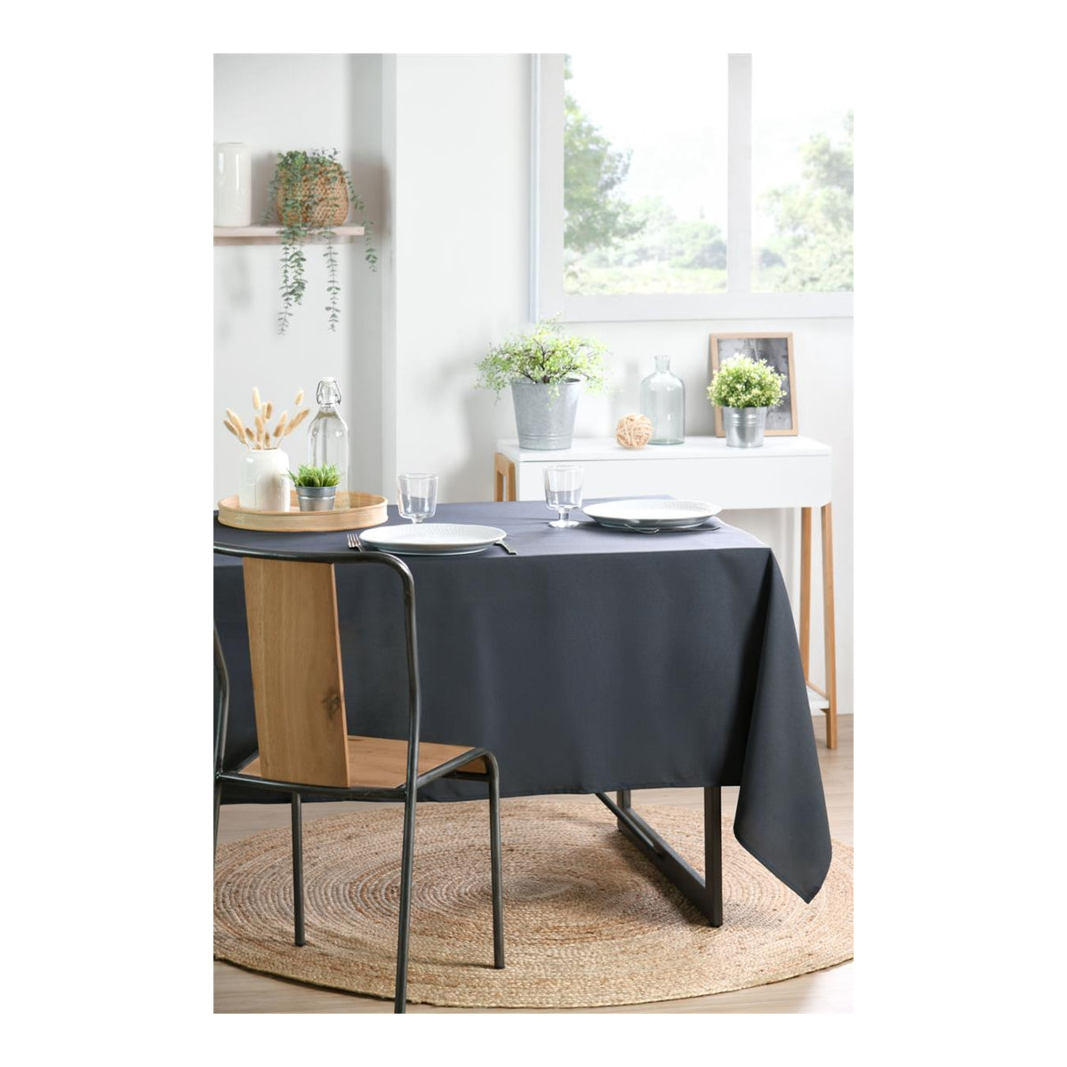 STOF Nelson Tablecloth, Anthracite, 145x240cm - TABLECLOTHS/RUNNERS - Beattys of Loughrea