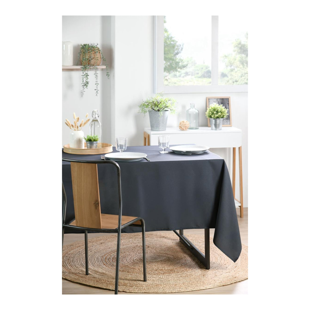 STOF Nelson Tablecloth, Anthracite, 145x300cm - TABLECLOTHS/RUNNERS - Beattys of Loughrea
