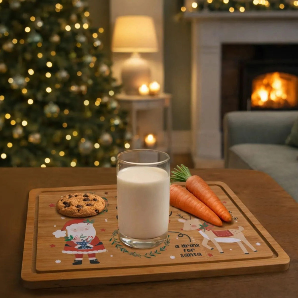 Treats For Santa Christmas Eve Wooden Board, 30 x 20cm - GENERAL LOOSE WARE - Beattys of Loughrea