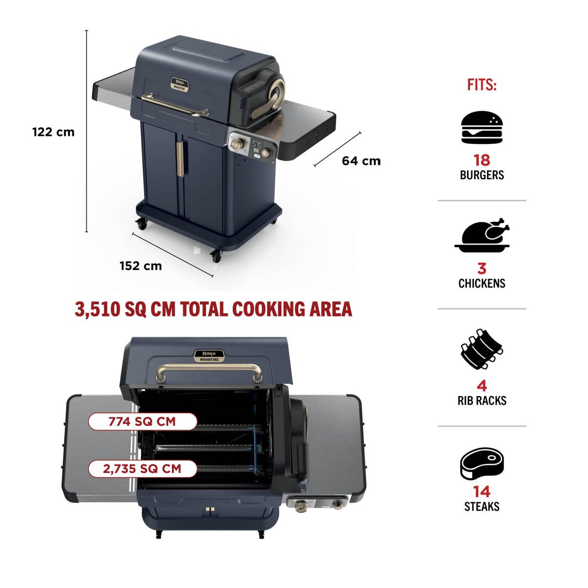 Ninja FlexFlame Outdoor Cooking System 5-in-1 Grill & Smoker | PG301UKBL - BBQ - GAS - Beattys of Loughrea