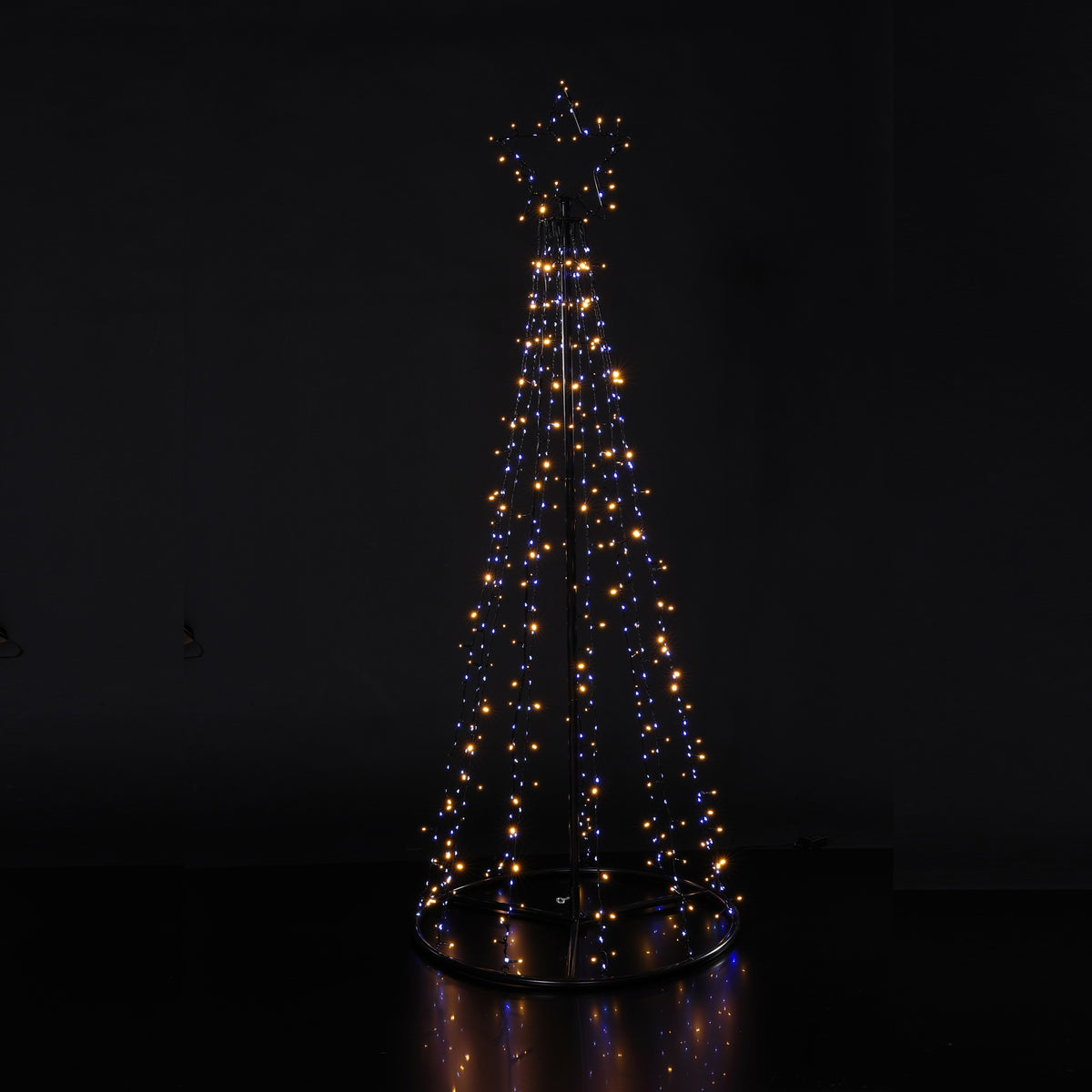Noma Paris by Night 1.6m Cone Tree with Star - XMAS LIGHTED OUTDOOR DECOS - Beattys of Loughrea