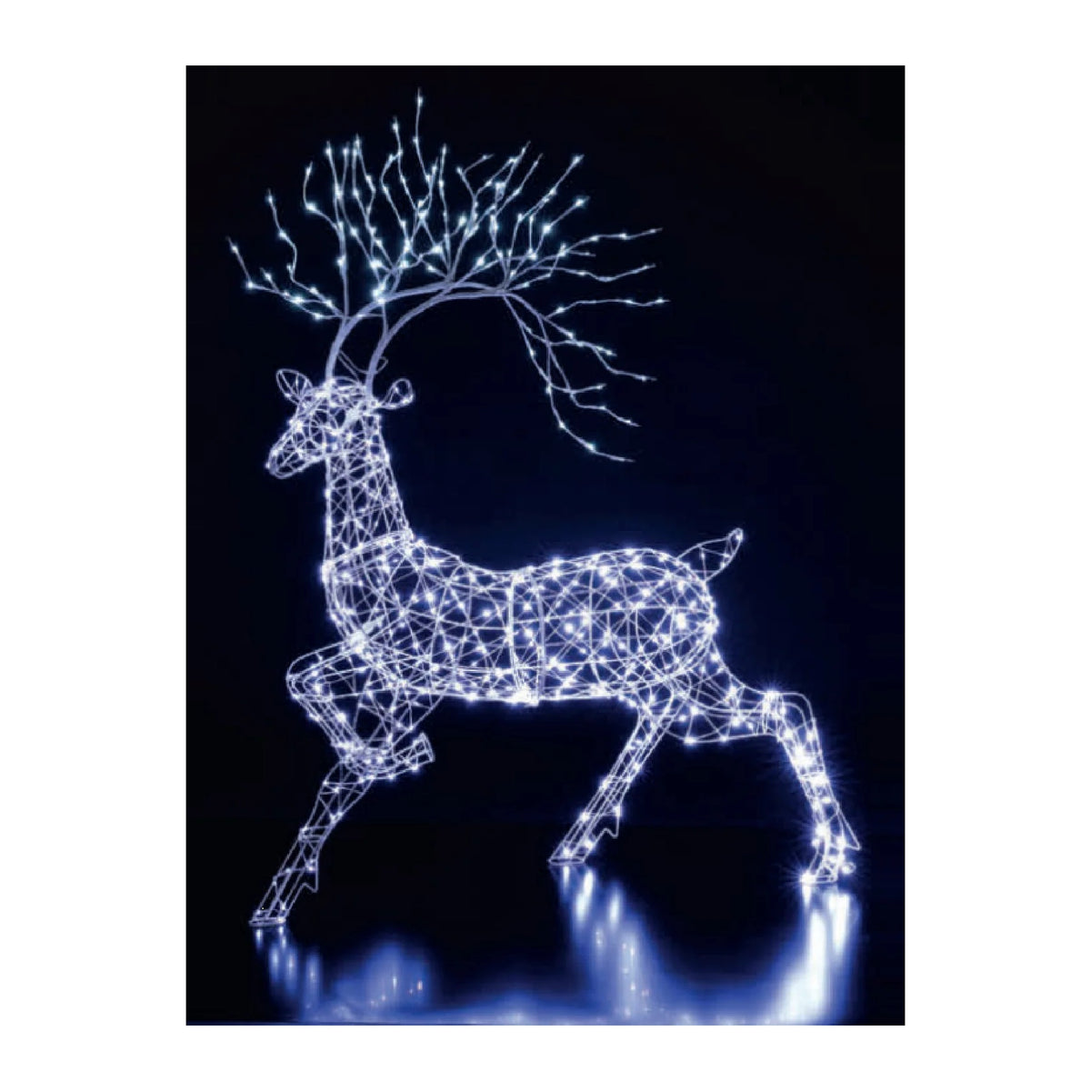 Noma 1.4m White Flexi Wire Woburn Stag - XMAS LIGHTED OUTDOOR DECOS - Beattys of Loughrea