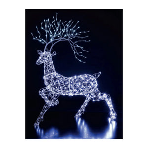 Noma 1.4m White Flexi Wire Woburn Stag - XMAS LIGHTED OUTDOOR DECOS - Beattys of Loughrea