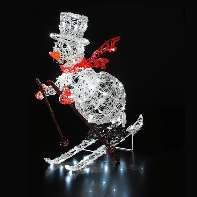 Noma 80cm Acrylic Skiing Snowman - XMAS LIGHTED OUTDOOR DECOS - Beattys of Loughrea
