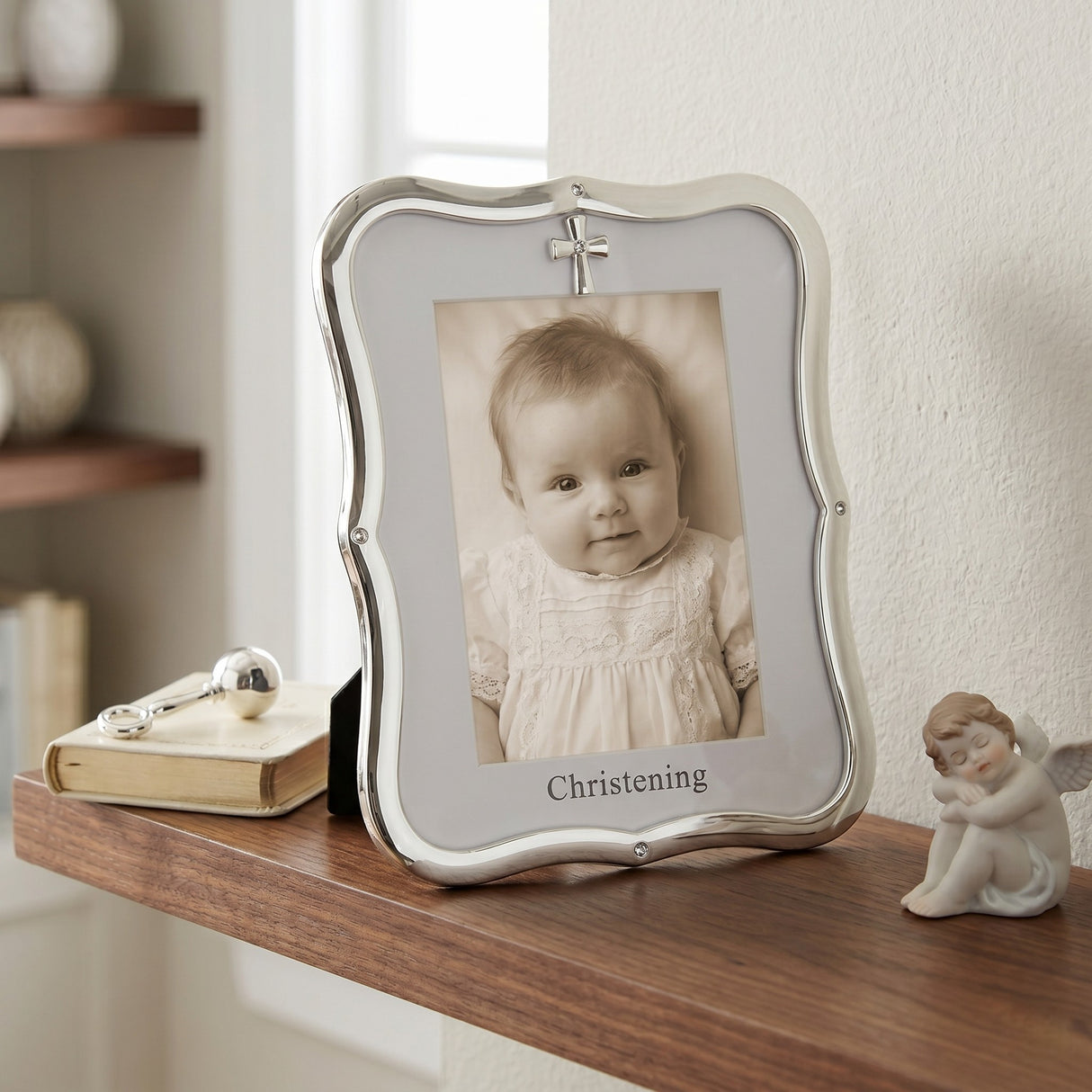 Christening Photo Frame Silver Finish 4x6