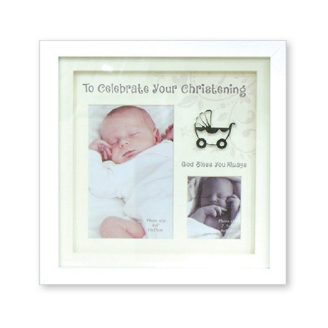 Christening Photo Frame White Finish - PHOTO FRAMES - PLATED, GILT, STONE - Beattys of Loughrea