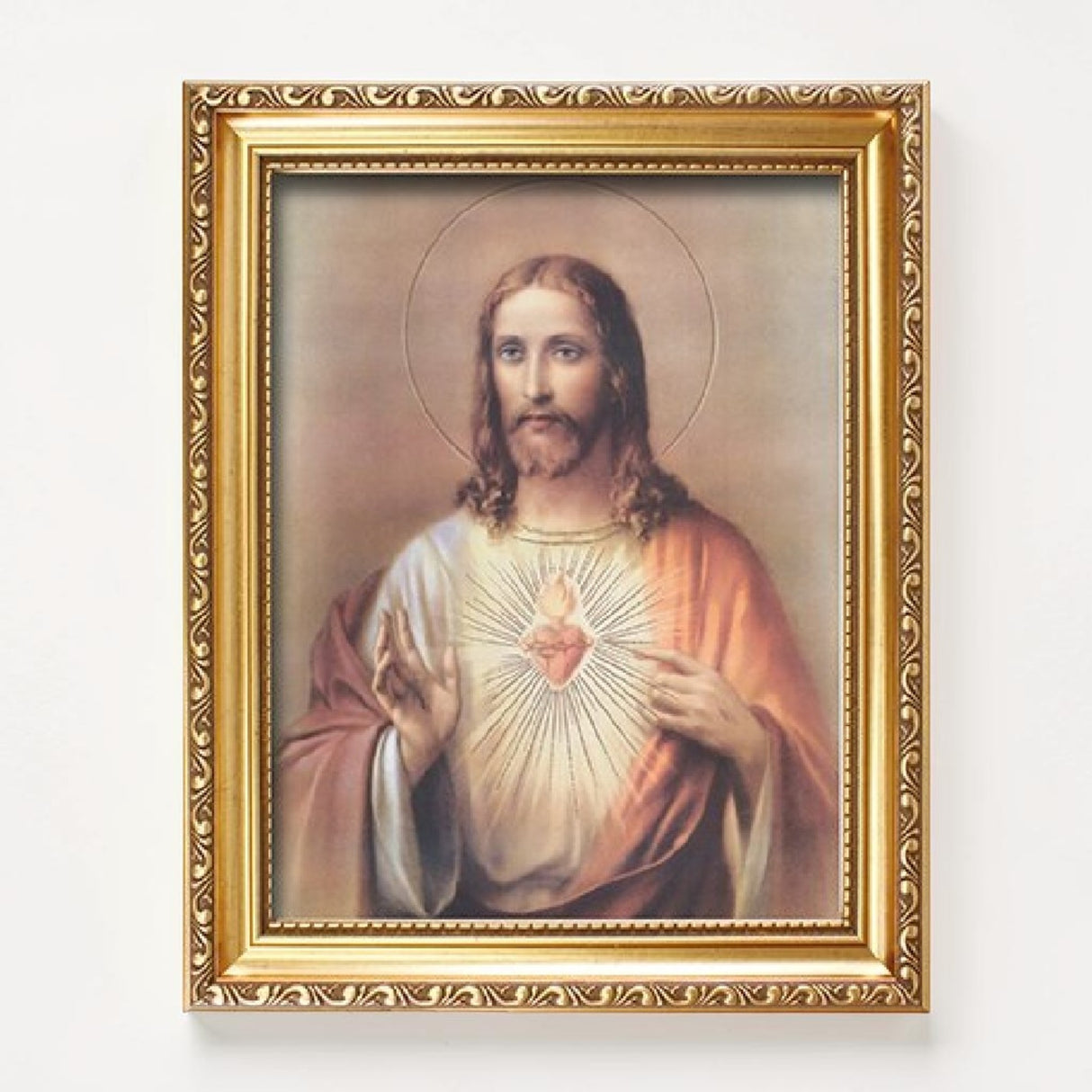 Framed Sacred Heart Picture Gold Frame 18 x 14 Inch