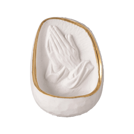 Holy Water Font Praying Hands Resin 4.5 Inch - ORNAMENTS - Beattys of Loughrea