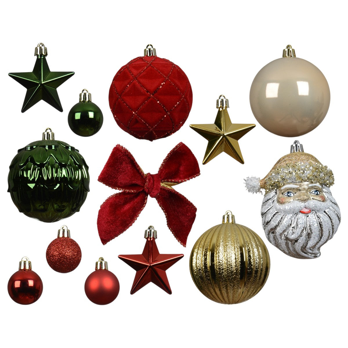 Decoris Mixed Bauble Set Shiny Flock Glitter