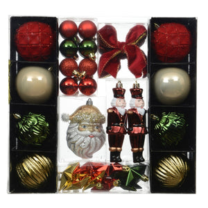 Decoris Mixed Bauble Set Shiny Flock Glitter