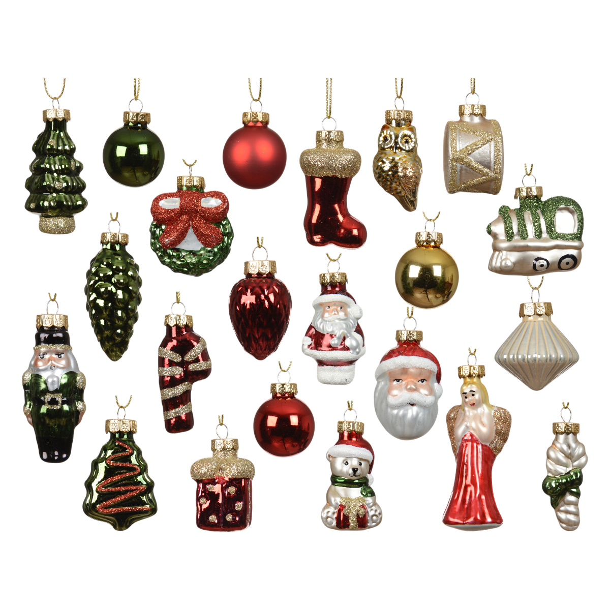 Decoris Calendrier de l'Avent avec figurines en verre, lot de 24 pièces