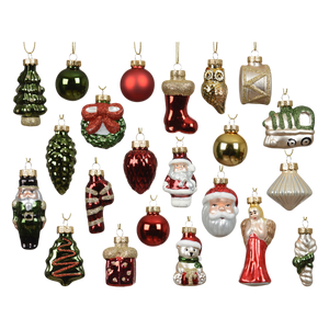 Decoris Calendrier de l'Avent avec figurines en verre, lot de 24 pièces