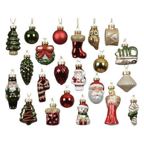 Decoris Advent Glass Figure Set 24 Piece - XMAS BAUBLES - Beattys of Loughrea