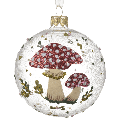 Glass Mushroom Bauble Clear Finish - XMAS BAUBLES - Beattys of Loughrea