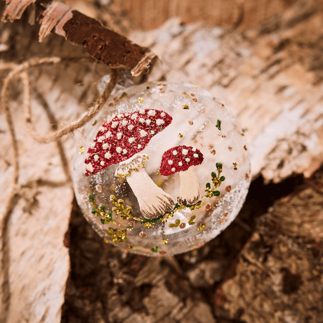 Glass Mushroom Bauble Clear Finish - XMAS BAUBLES - Beattys of Loughrea