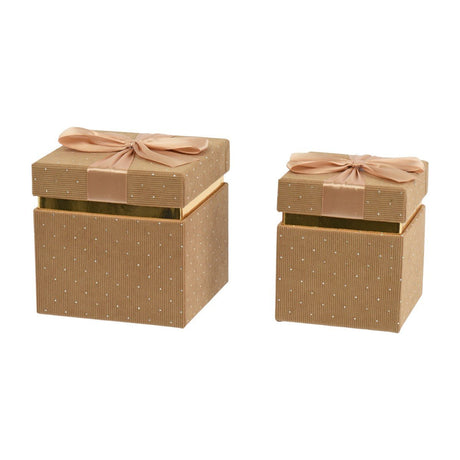 Set Of 2 Decorative Gift Boxes Corduroy With Bow - XMAS ACCESSORIES - Beattys of Loughrea