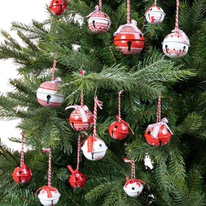 Set Of 14 Mixed Iron Christmas Bell Decorations