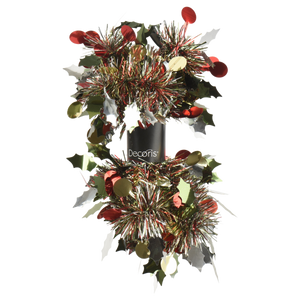 Multi-Coloured Tinsel Garland With Tree And Ball Decorations