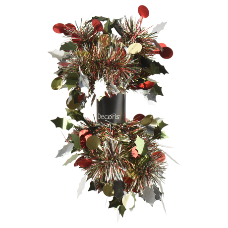 Multi-Coloured Tinsel Garland With Tree And Ball Decorations - XMAS RIBBON TINSEL - Beattys of Loughrea
