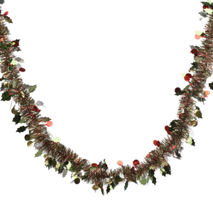 Multi-Coloured Tinsel Garland With Tree And Ball Decorations