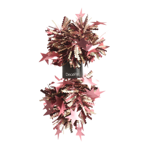 Pink Matte Tinsel Garland With Star Decorations