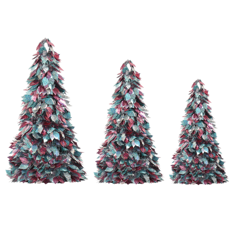 Set Of 3 Tinsel Christmas Tree Decorations - XMAS RIBBON TINSEL - Beattys of Loughrea