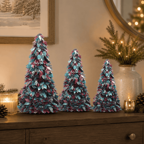Set Of 3 Tinsel Christmas Tree Decorations - XMAS RIBBON TINSEL - Beattys of Loughrea