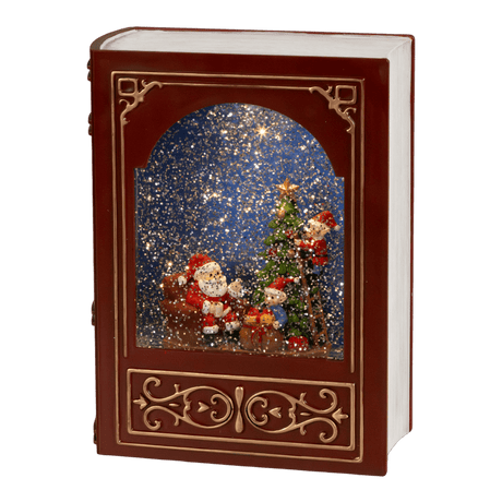 LED Water Spinner Christmas Book Decoration With Music 23.5cm - XMAS BRANCHES/ TABLE DISPLAYS - Beattys of Loughrea
