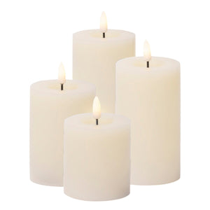 4er-Set LED-Kerzen mit realistischer Flamme, Creme