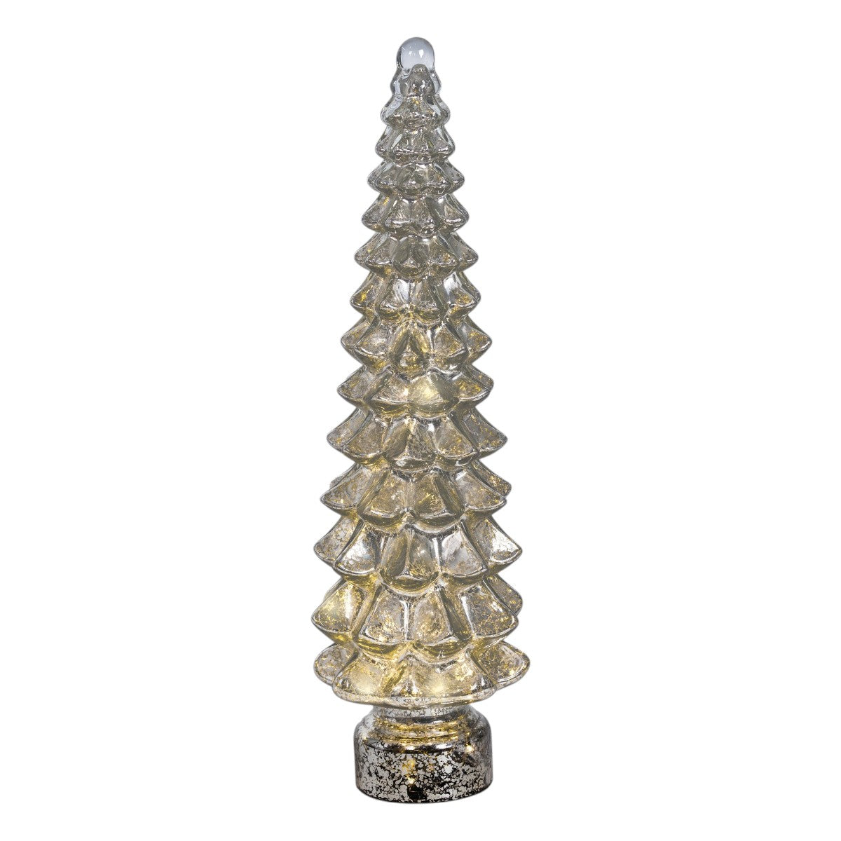 Sapin de Noël en verre à LED argenté 55 cm